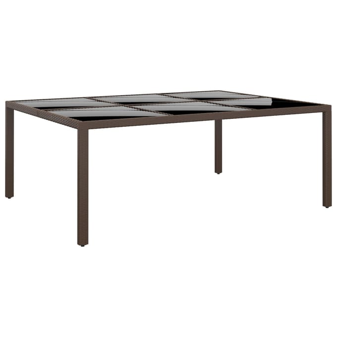vidaXL - Tuintafel - met - glazen - blad - 200x150x75 - cm - rattan - bruin
