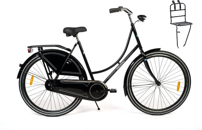 Wheelerz omafiets glans zwart met voordrager