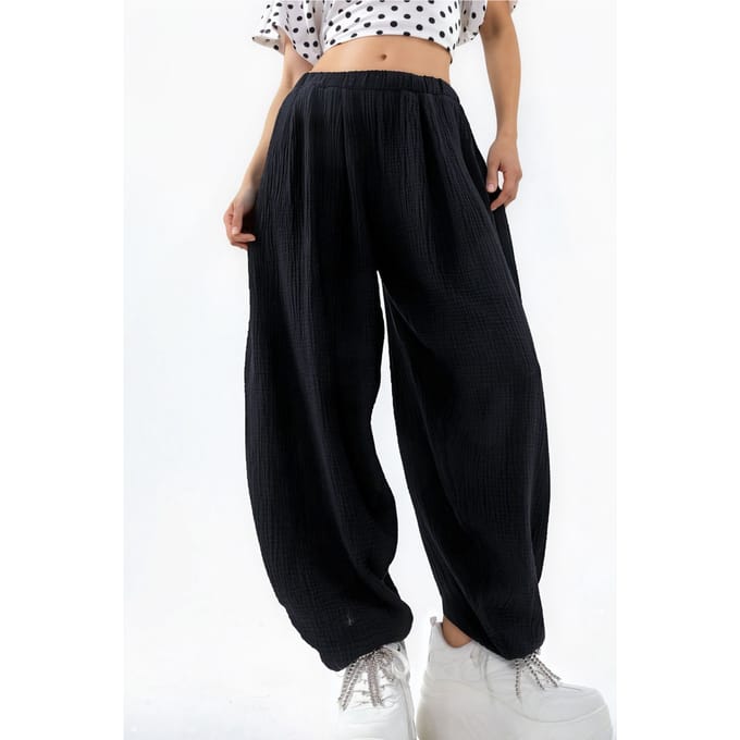 Bredelijke Pantalon met Elastische Taille