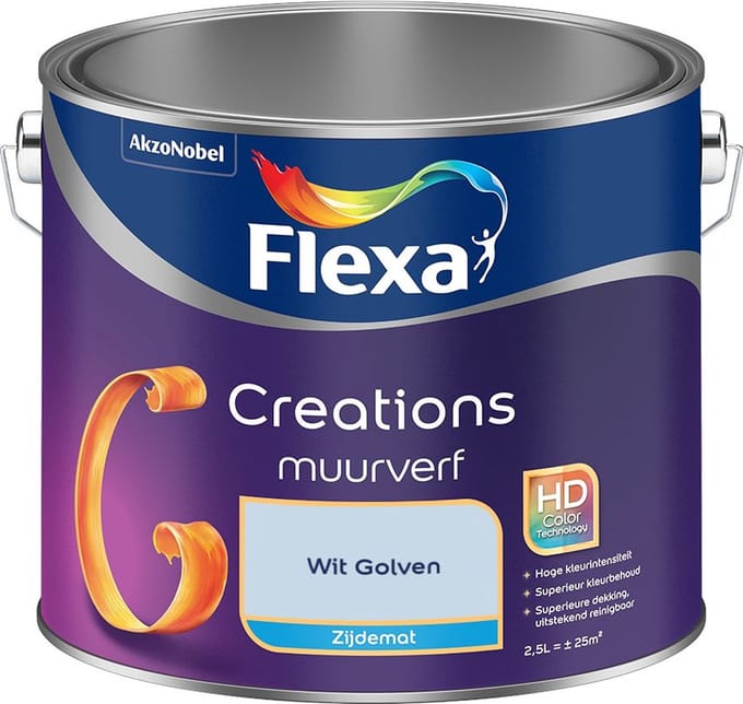Flexa - Creations Muurverf Zijdemat - Wit Golven - Mengverf - 2,5 L