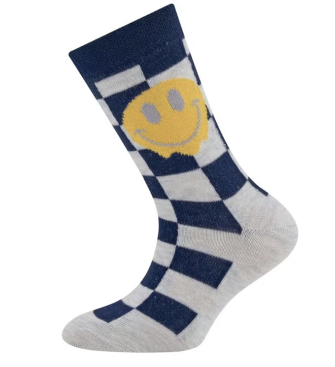 Ewers - Sokken - Smiley - Geblokt - Blauw - Maat 35-38