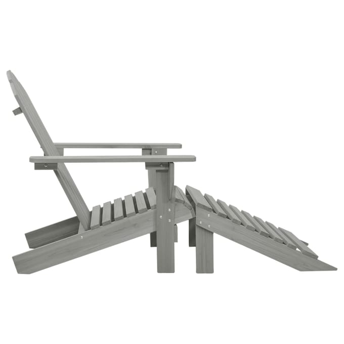 vidaXL - Tuinstoel - met - voetenbank - hout - grijs