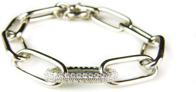 Armband in zilver met schakels en cubic zirconia