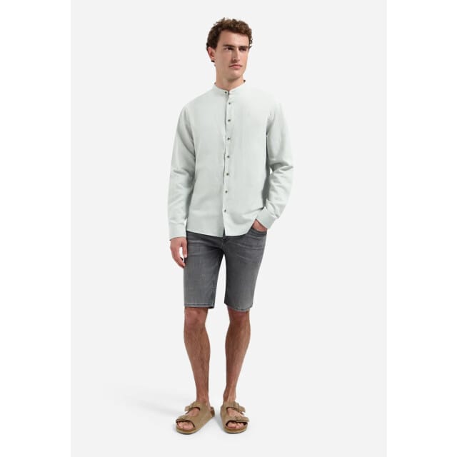 No Excess Shirt with linen granddad dusty green