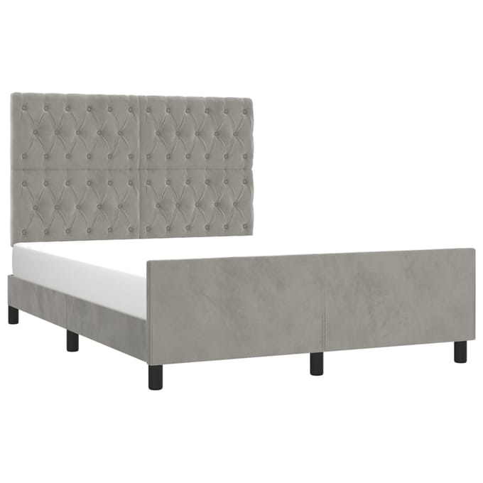 vidaXL - Bedframe - zonder - matras - 140x200 - cm - fluweel - lichtgrijs
