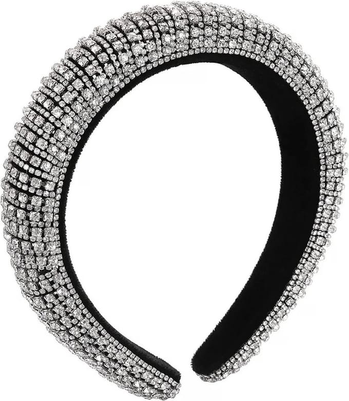 Strass Diamonds Haarband / Diadeem - Zilver | Fluweel / Polyester | Fashion Favorite