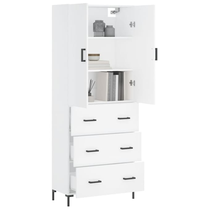 vidaXL - Hoge - kast - 69,5x34x180 - cm - bewerkt - hout - wit