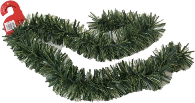 Kerstslingers - glitter groen - folie lametta - 180 x 12 cm - extra brede slinger/kerstboom versiering