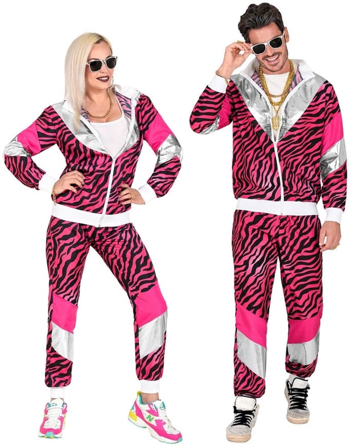 Trainingspak tijger neon roze jaren 80