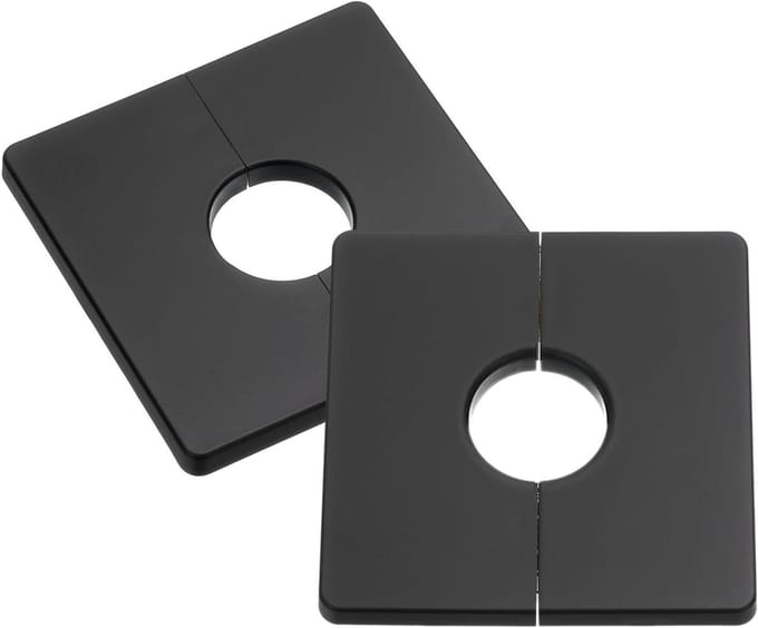 Afdekplaat Vierkant - Split Flens Muur - Leidingen Afwerken - Zelfklevende Montage - 86 x 86 mm - Zwart