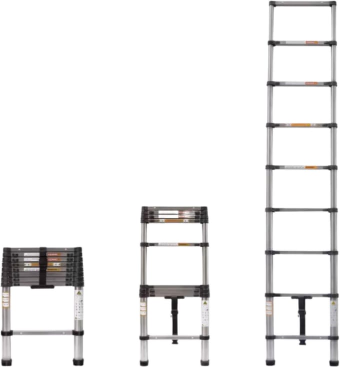 Telescopische Ladder 2,6M - Uitschuifbare & Draagbare Verlengladder - Voor Schilderen & Decoreren - Max. 150KG