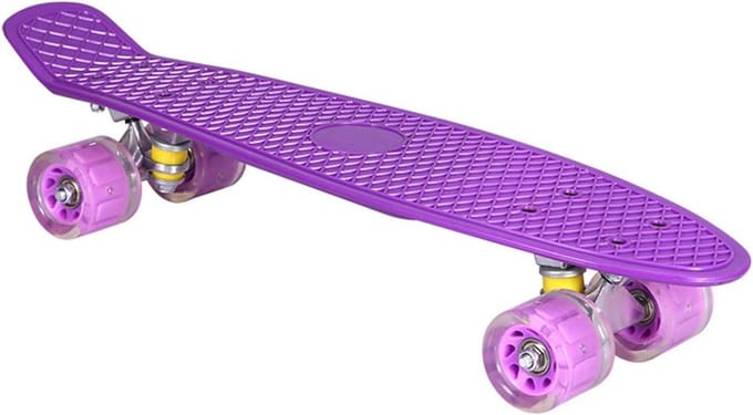 Compleet Skateboard - Mini Cruiser - Beginners Leren - Verlichte Wielen - 22 Inch - Paars