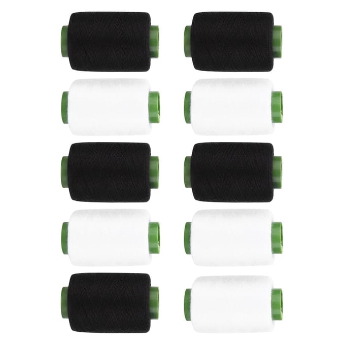 Fil à coudre en polyester noir et blanc pour le projet de machine à broder DIY black