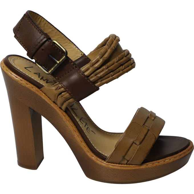 Lanvin Houten Hakken in Bruin Leder