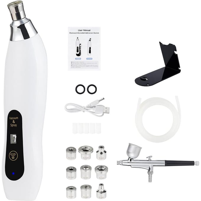 Draagbare Diamant Microdermabrasie Gezichtspeeling Machine Hydraterende Airbrush Exfoliatie Diepe Reiniging Vacuüm Mee-eter Verwijderaar wit