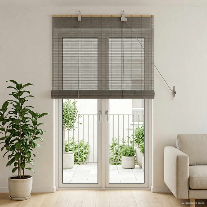 vidaXL - Rolgordijn - Grijs - 120 - x - 220 - cm - Bamboe