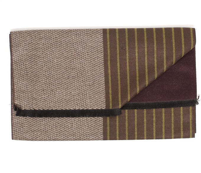 BUSTO Fishbone-stripe double face viscose scarf Green (TRSCHE193 - 900)