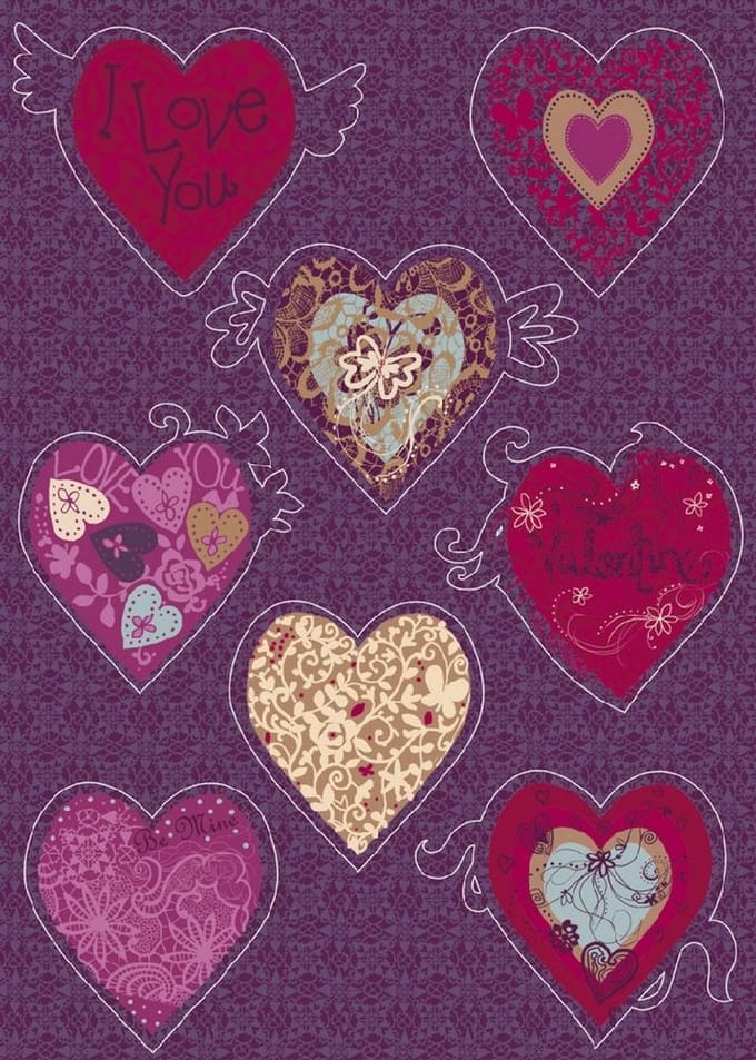 Komar - Muursticker - Retro Hartjes - Zelfklevend - Muurdecoratie - Stickers - 50 x 70 cm