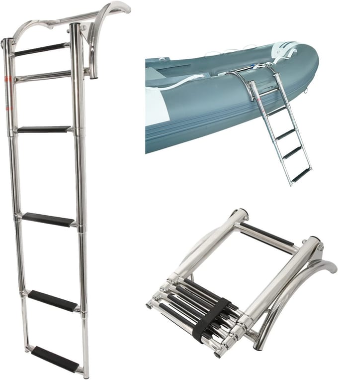 HIBO Zwemtrap Rubberboot 4-treden RVS