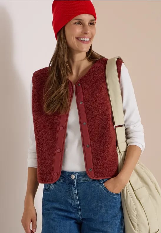 Teddy bodywarmer met softshelldetails