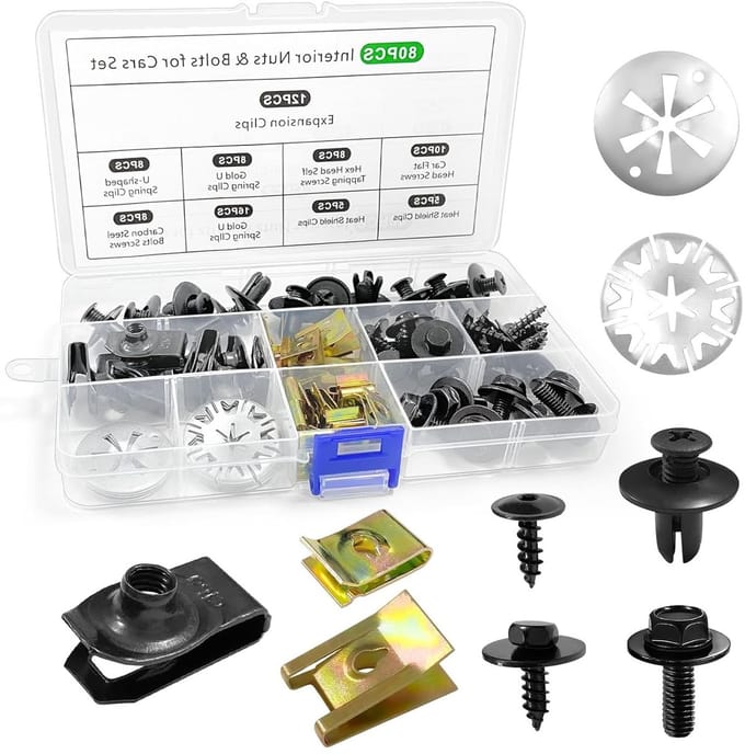 Complete set van 80 stuks plaatmoeren en schroefmoeren clip kit voor diverse toepassingen