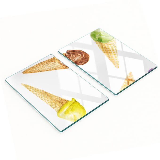 Set van snijplanken van gehard glas met ijsmotief, 2x40x52 cm