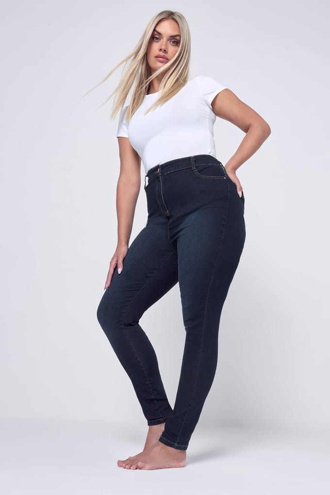 Yours Ava Skinny Stretchjeans In Donker Indigoblauw Size 56