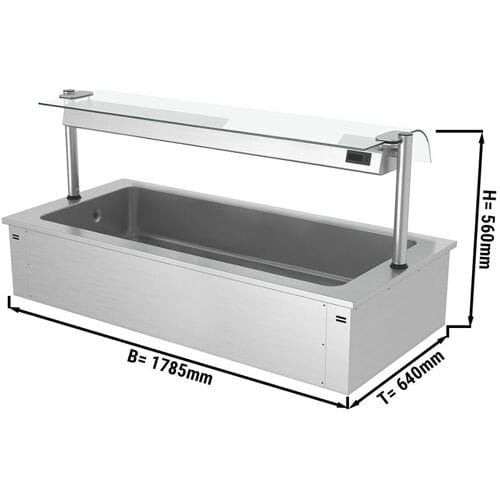 GGM Gastro Einbau Eiswanne - 1800mm - 5x GN 1/1 - 200 Liter - mit Glas-Hustenschutz Zilver