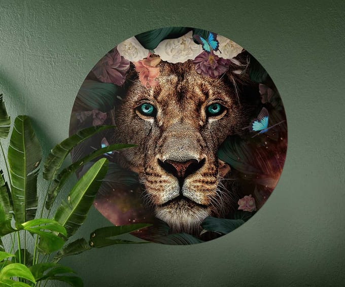 Behangcirkel 100cm Bohemian lion - Wallz