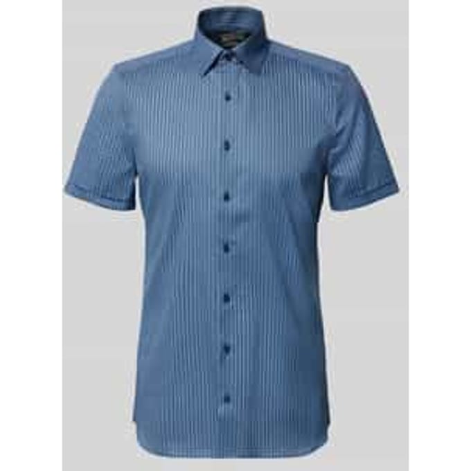 slim fit zakelijk hemd in all-over look met kentkraag