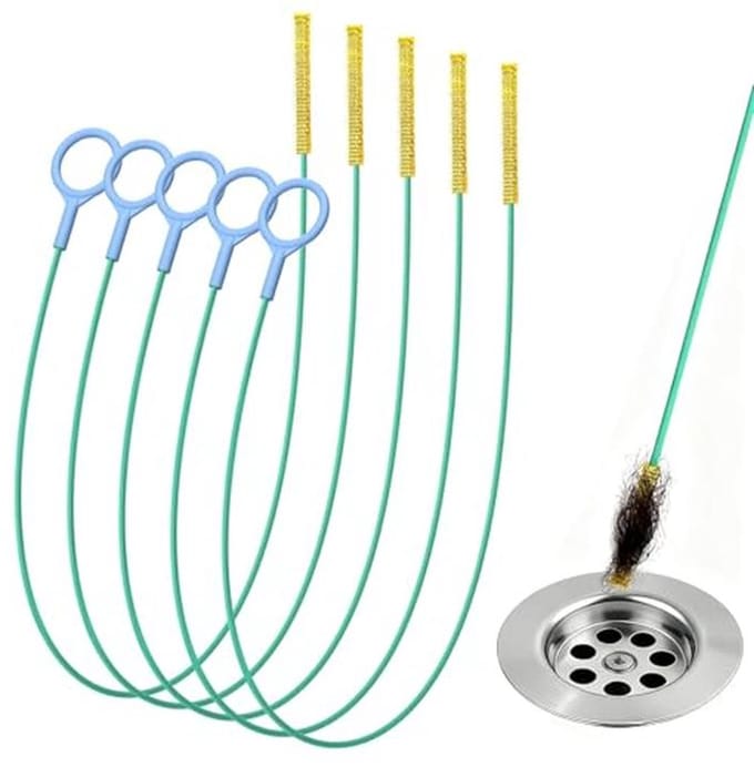 5 Pack Flexibele Afvoerslang Ontstopper - Lange en Onbreekbare Tool voor Keuken en Badkamer