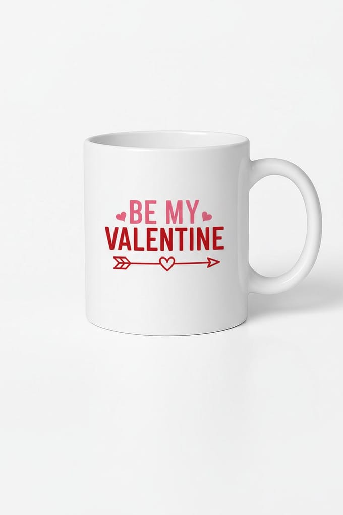 Valentijn Mok 'Be My Valentine' - Romantisch Cadeau met Hartjes & Pijl