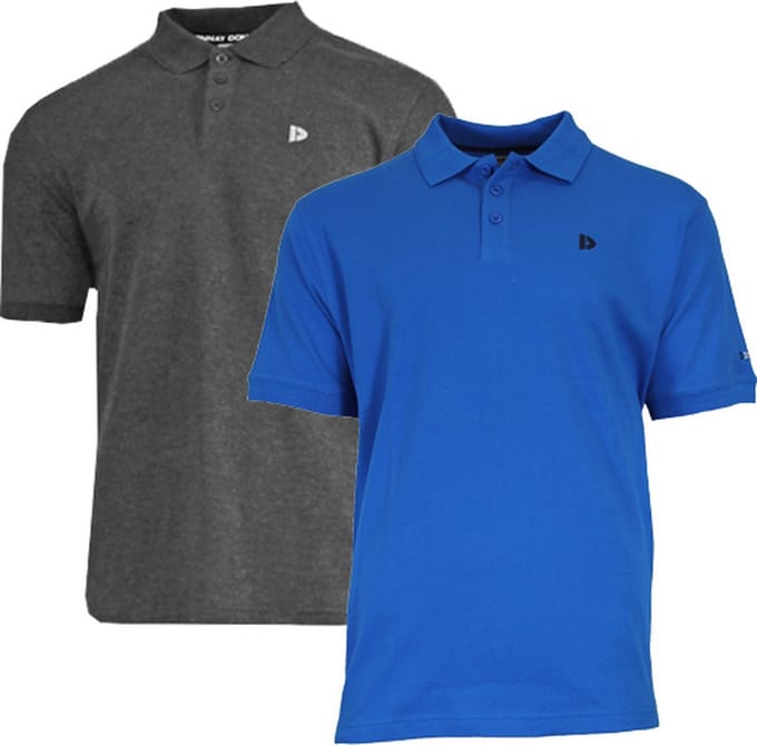 2-Pack Donnay - Polo (Noah) - Sportpolo - Heren - Charcoal/Active blue (400) - maat S