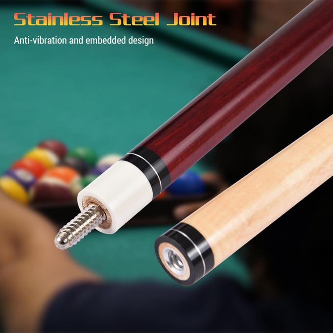 Pool Sticks voor volwassenen 1,50 m/59in High-End Poolkeu Esdoorn Dubbeldelig Biljartontwerp 13MM Groot zwart