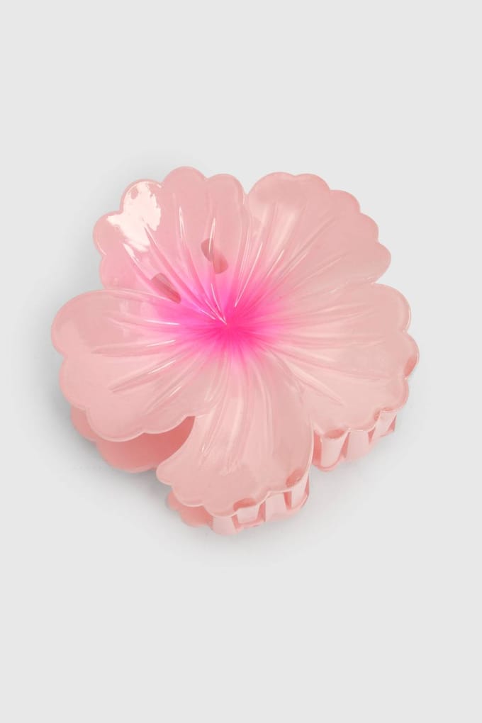 boohoo Dames Hibiscusbloem Klauwclip | Roze