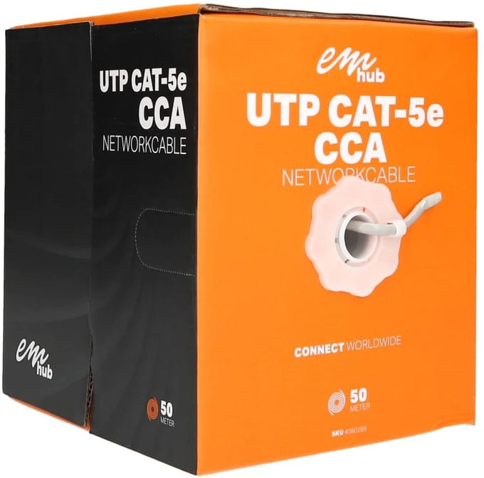 EMhub UTP CAT5e CCA kabel rol 50 meter