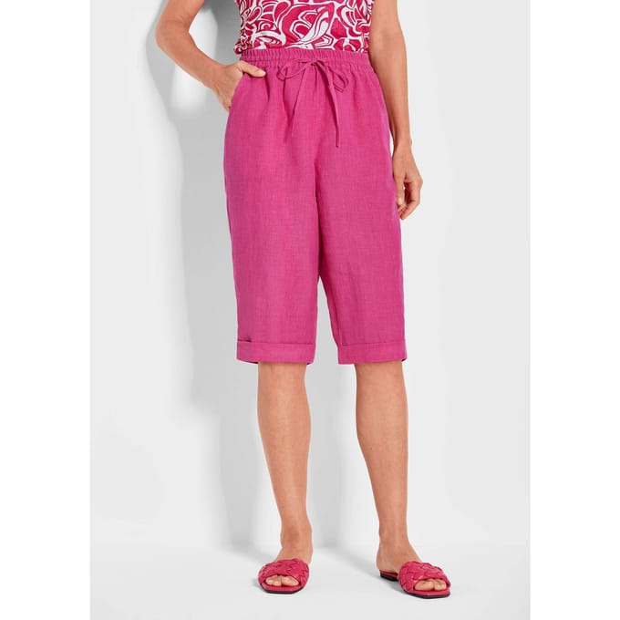 Bermuda CARLA van puur linnen - pink - Gr. 50 van Goldner Fashion