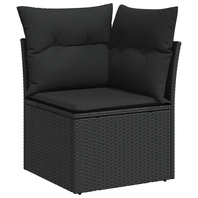 vidaXL - 8-delige - Loungeset - met - kussens - poly - rattan - zwart