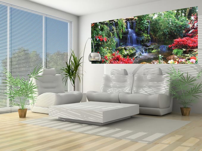 Waterfall Forest Nature Photo Wallcovering