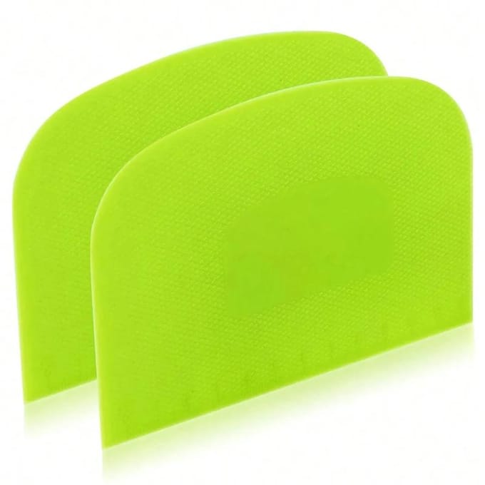 2 stuks Deegschraper Kom Voedselveilig Plastic Deegsnijder Flexibele Bank Multifunctionele Voedselschrapers voor Brooddeeg groen