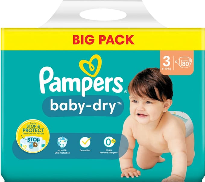 Pampers n° 3 baby dry big pack 80x luiers