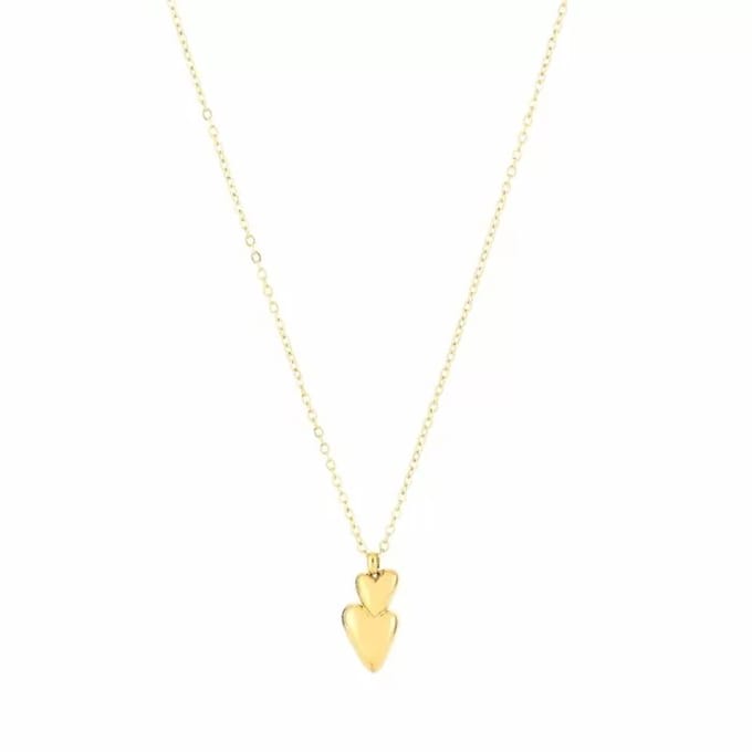 Bijoutheek Collier 2 Harten Goud
