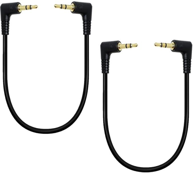 Hoekige 3,5 mm Audio Kabel - Set van 2 - 30 cm - TRS Stereo Stekker