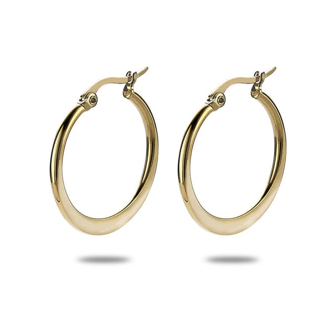 Twice As Nice Oorbellen in goudkleurig edelstaal, platte oorring, 2,5 cm