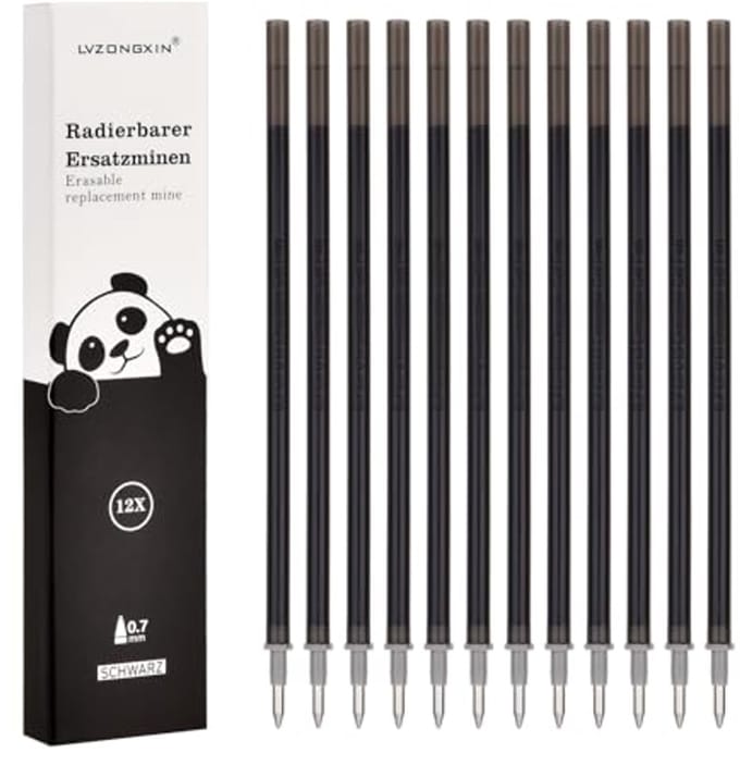 Reservevullingen blauw 12 stuks 0,7 mm uitwisbare inktrol