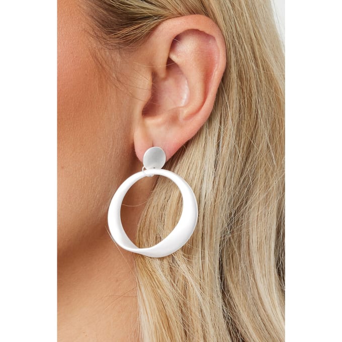 Yours Cirkelvormige Oorbellen In Mat Wit/Zilversize One Size