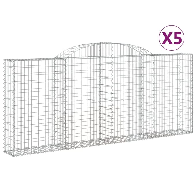 vidaXL - Schanskorven - 5 - st - gewelfd - 300x30x120/140 - cm - ijzer