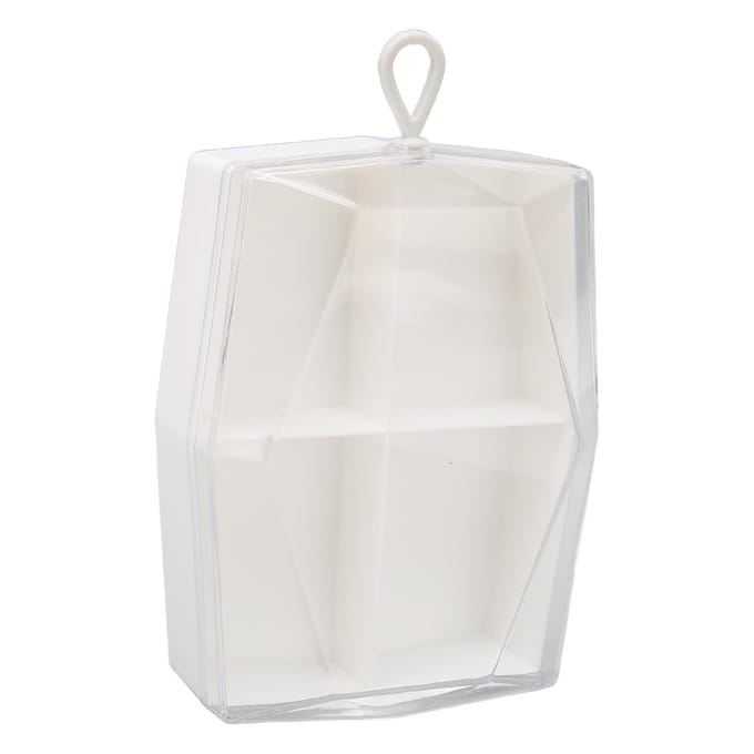 Boîte à Éponges de Maquillage à 4 Compartiments Couvercle Transparent Anti-Poussière Formes Géométriques Support pour Houppette white