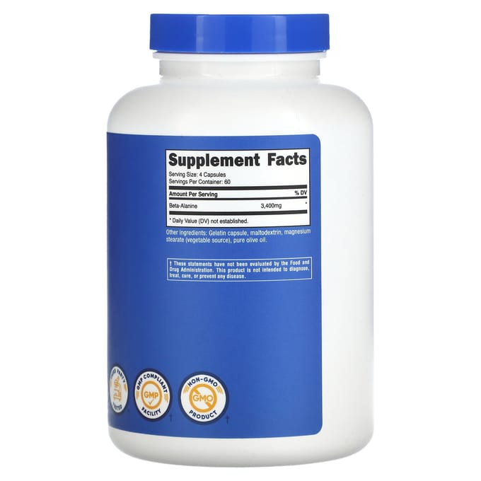 Nutricost, beta-alanine, 3400 mg, 240 capsules (850 mg per capsule)