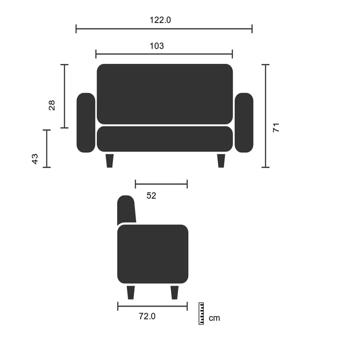 Barbados | 2-Zits - Lounge bank / sofa Donkergrijs
